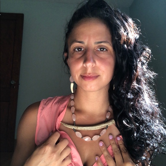 Rose Quartz Deer Antler Statement Necklace - Picture 7 of 16